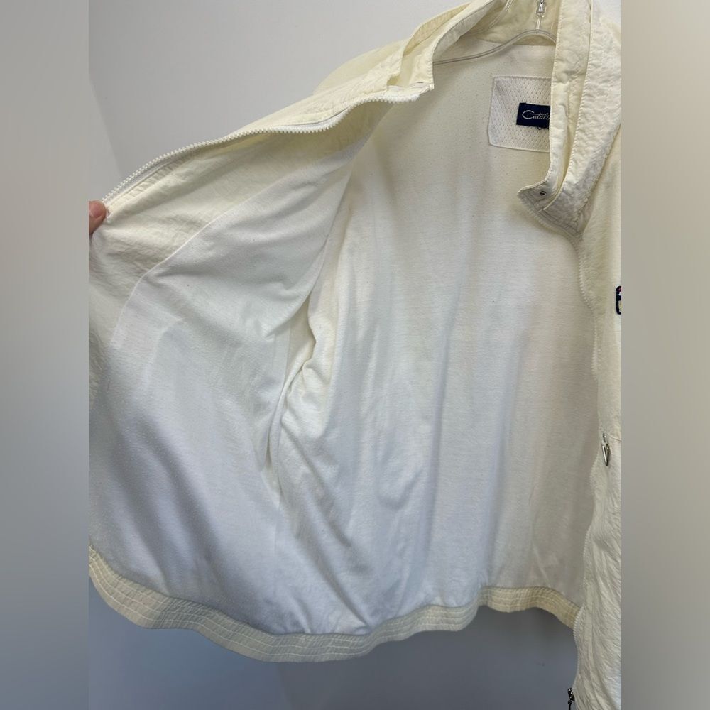 Vintage 90's Nautical Cream Windbreaker Funnel Neck Jacket Size L - Picture 13 of 14